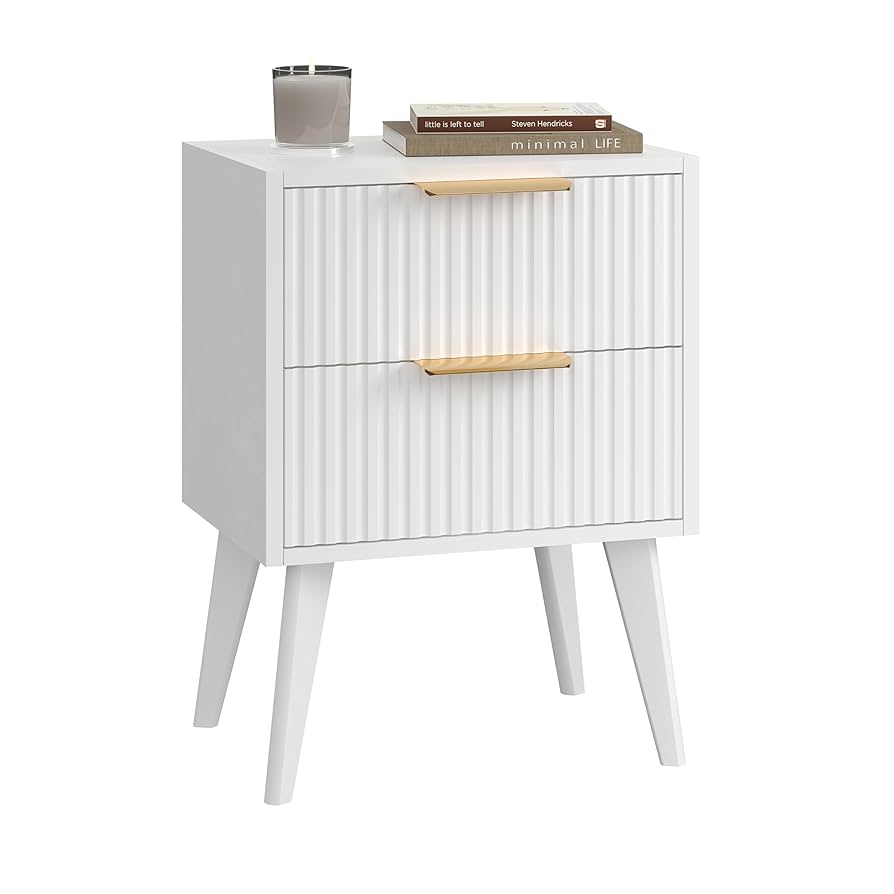 Amazon.com: YAUKOMEL Fluted Nightstand with 2 Drawers,Modern
